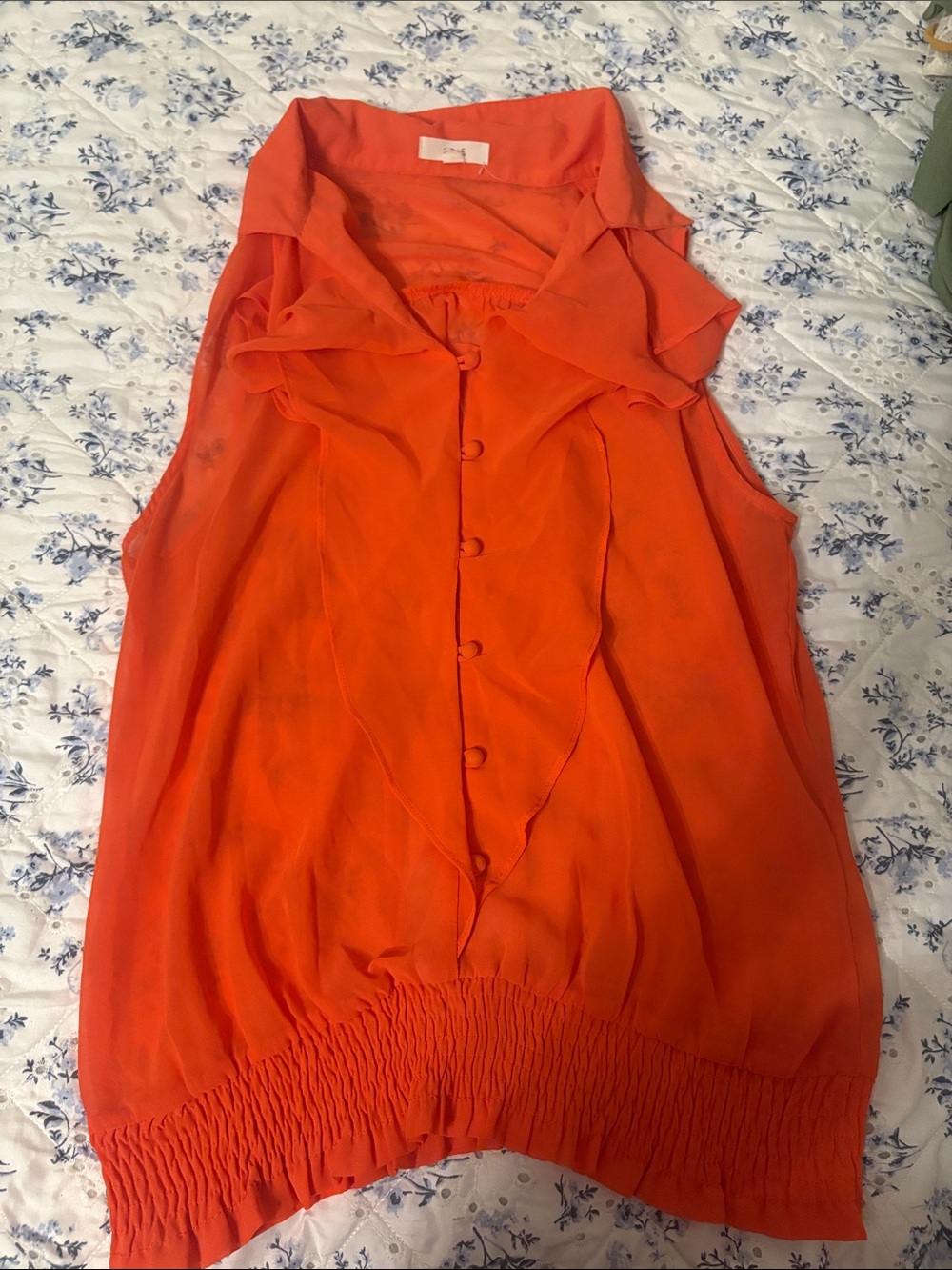 mine Orange Sleeveless Ruffle-Front Camisole